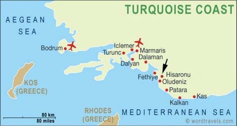 Бодрум турция какое море. Хисароню Турция на карте Турции. Фетхие и Мармарис на карте. Фетхие и Олюдениз на карте. Хисароню Фетхие на карте.